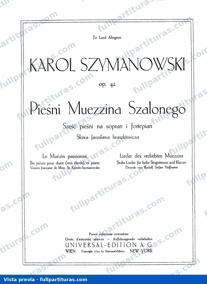 Songs of the Infatuated Muezzin, Op.42 — preview