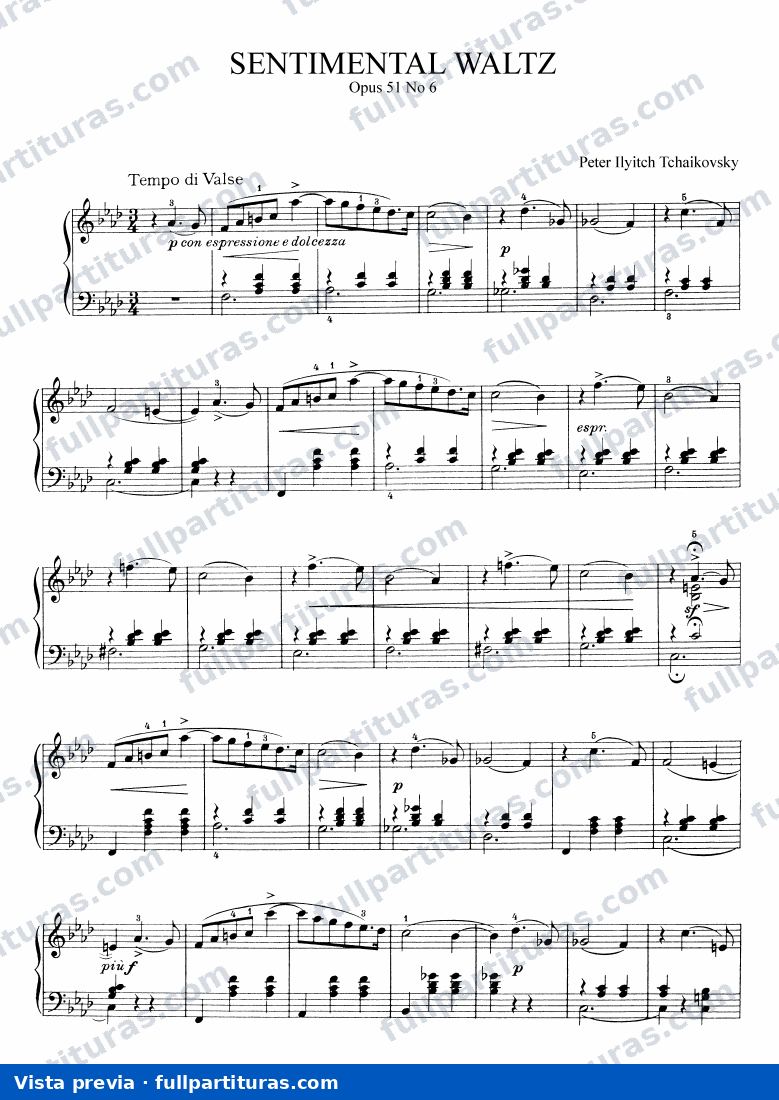 Canciones: Valse Sentimentale Op 51 N 6 — preview