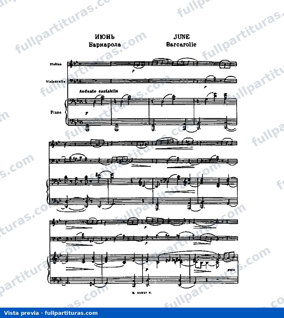 Versión piano, violín y violoncello: Junio — preview