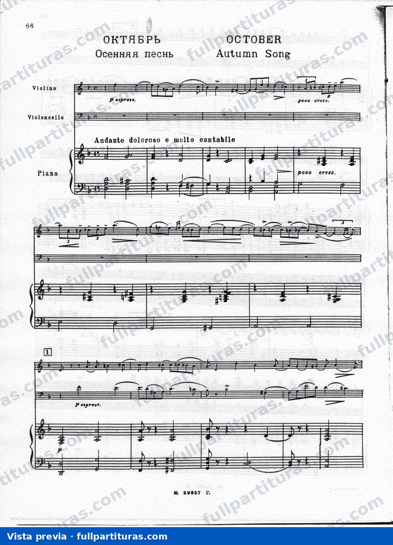 Versión piano, violín y violoncello: Octubre — preview
