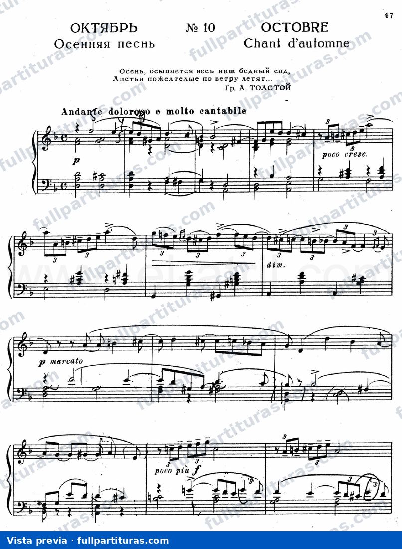 Solo piano: Octubre - Canto de Otoño — preview