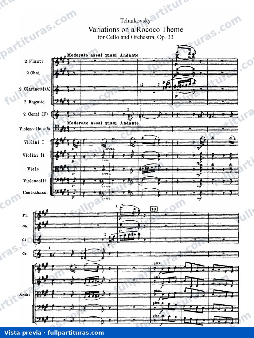 Variaciones sobre un tema Rococo para Violonchelo y Orquesta Op. 33 — preview