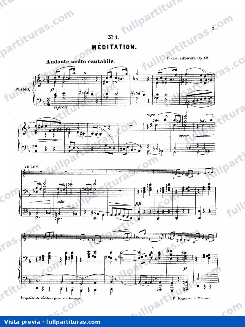 Souvenir d'un lieu cher, Op.42: Méditation — preview