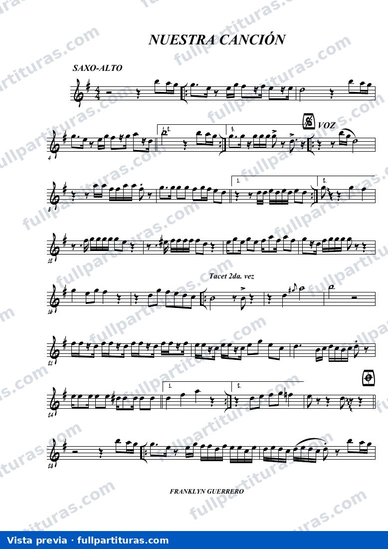 Nuestra canción (Saxo Alto) — vista previa