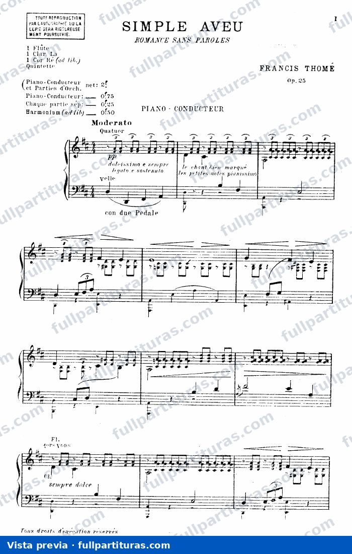 Simple aveu, Op.25 — preview
