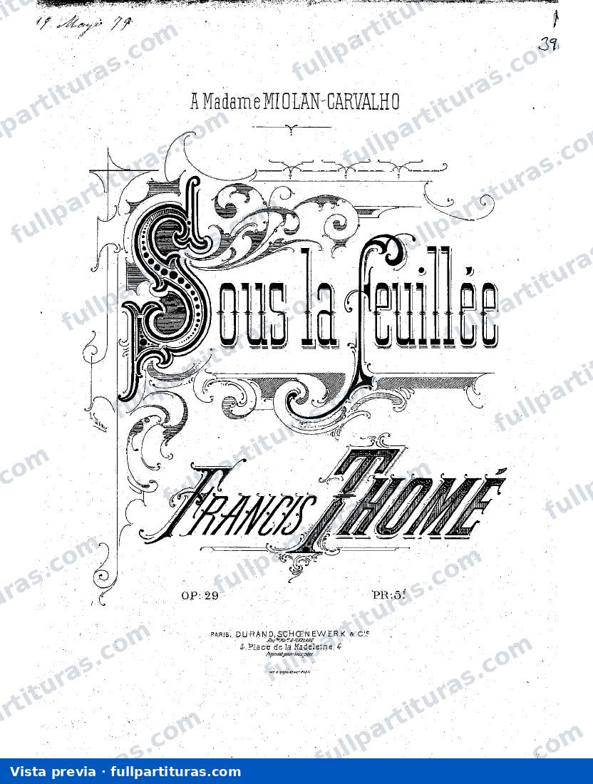 Sous la feuillÃ©e, Op.29 — preview