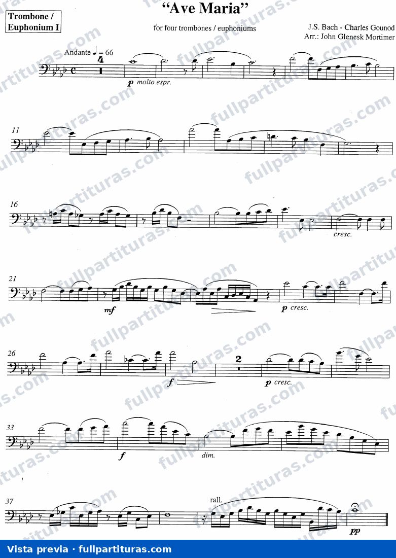 Ave María Bach-Gounod para 4 Trombones — preview
