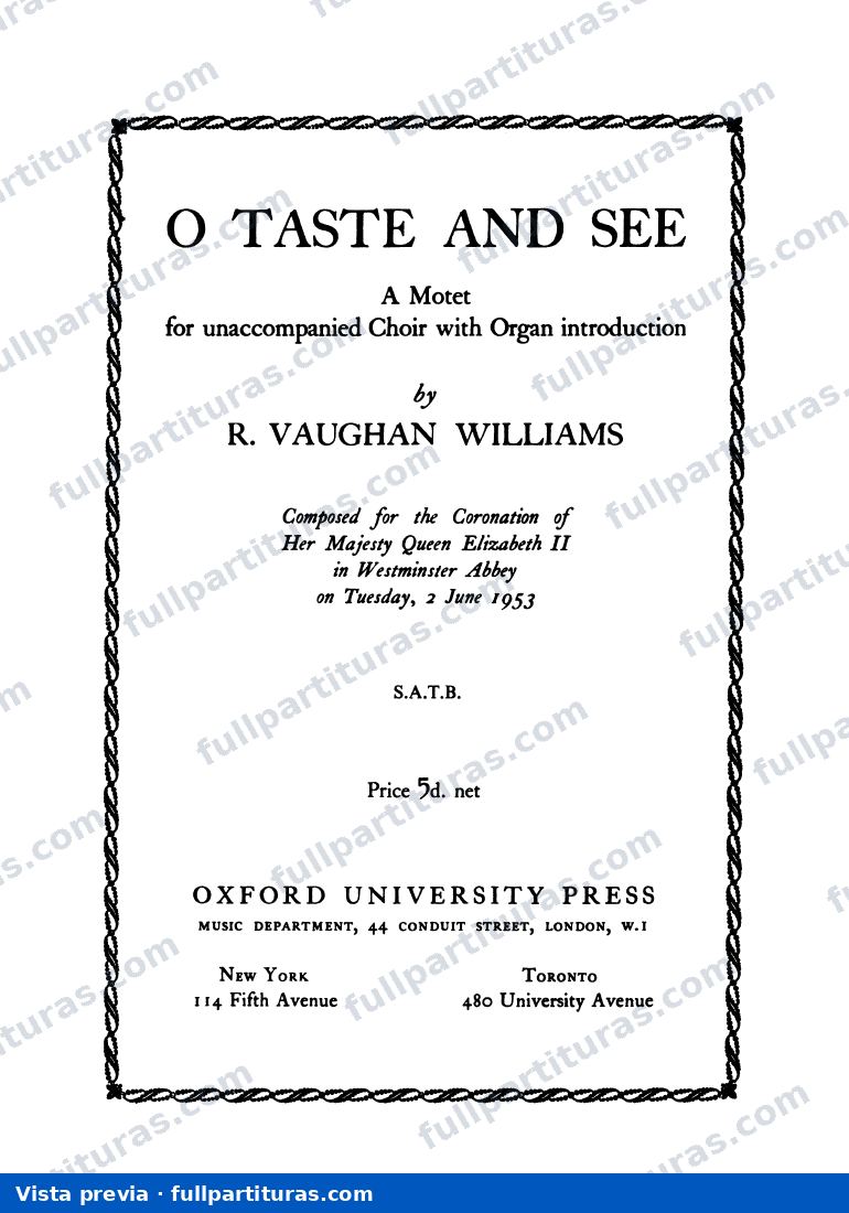 O Taste and See — preview