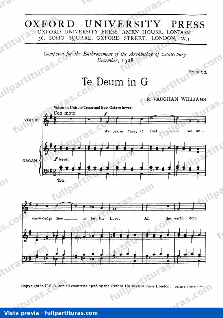 Te Deum in G major — preview