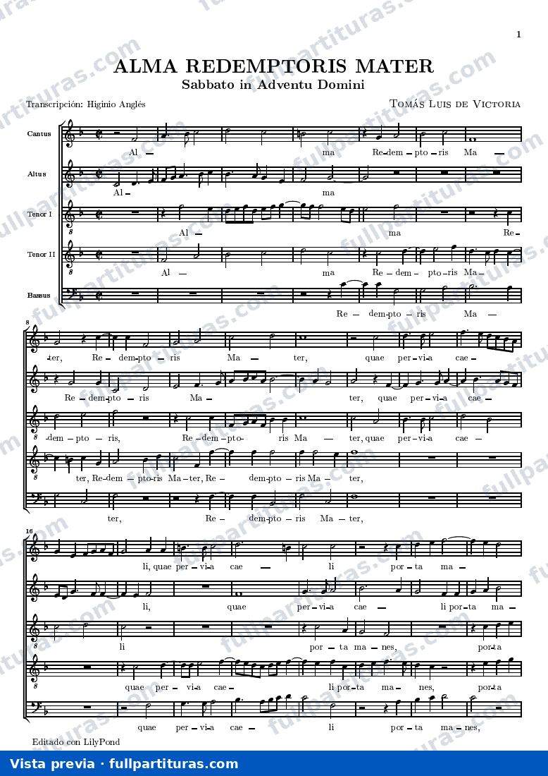 Alma Redemptoris mater for 5 voices — preview