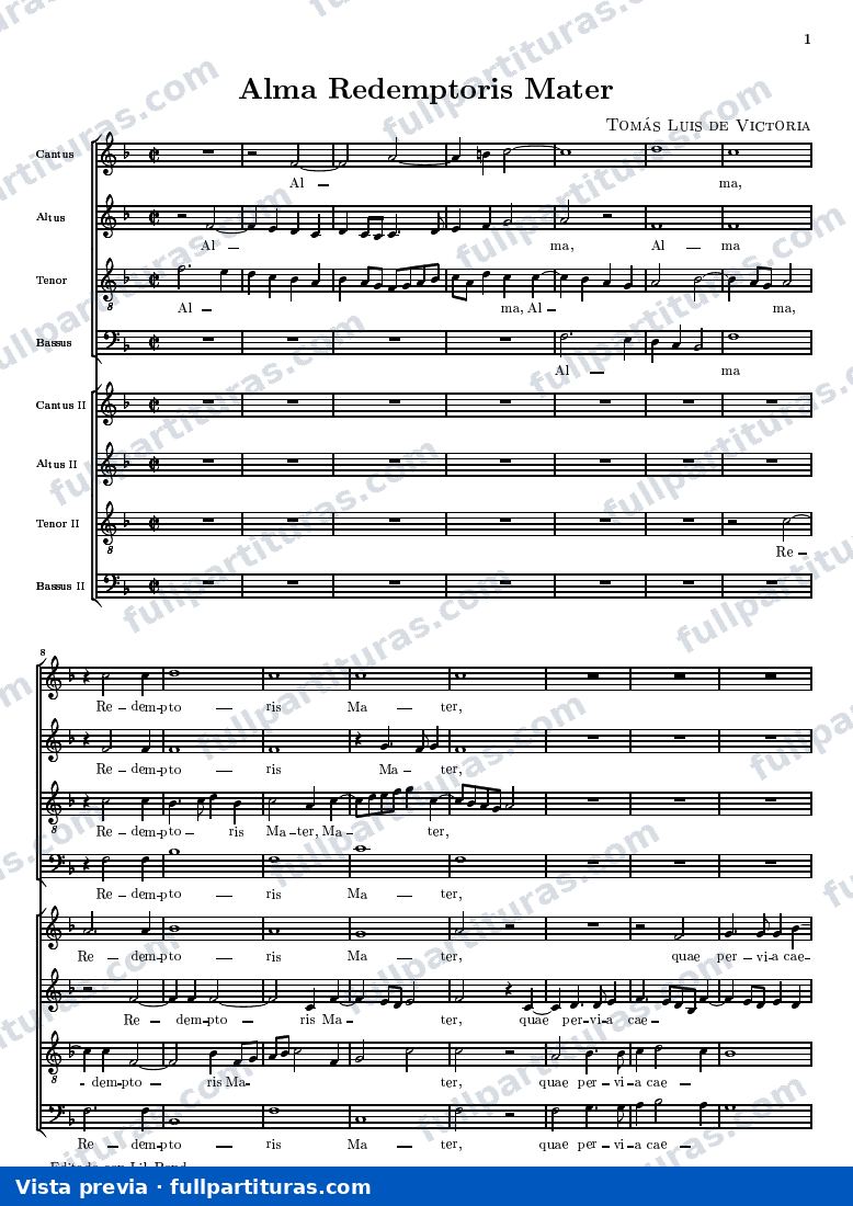 Alma Redemptoris mater for 8 voices — preview
