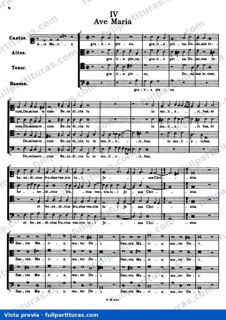 Ave Maria for 4 voices — preview