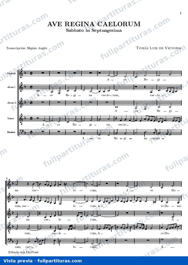 Ave regina caelorum for 5 voices — preview