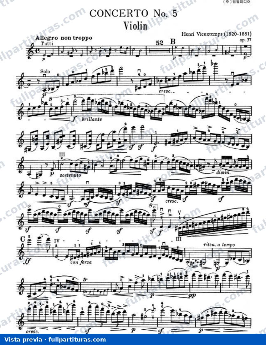Concierto para Violín Nº 5 op. 37 — preview