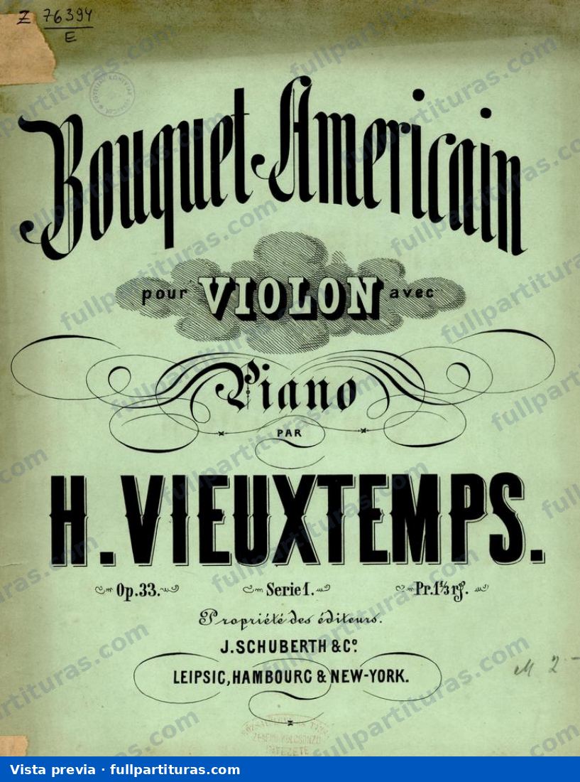 Bouquet Americain op33. para Violín y Piano — preview