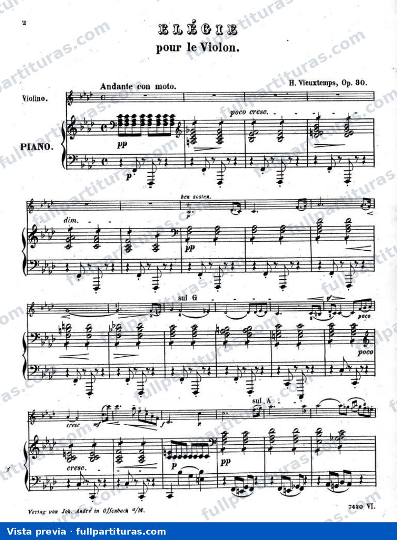 Elegia op.30 para Violín y Piano — preview