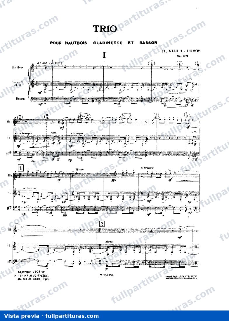 Trio for Oboe, Clarinet and Bassoon, W182 — preview