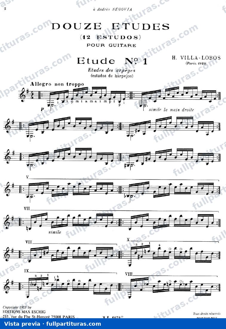12 Estudos para guitarra, W235 — preview
