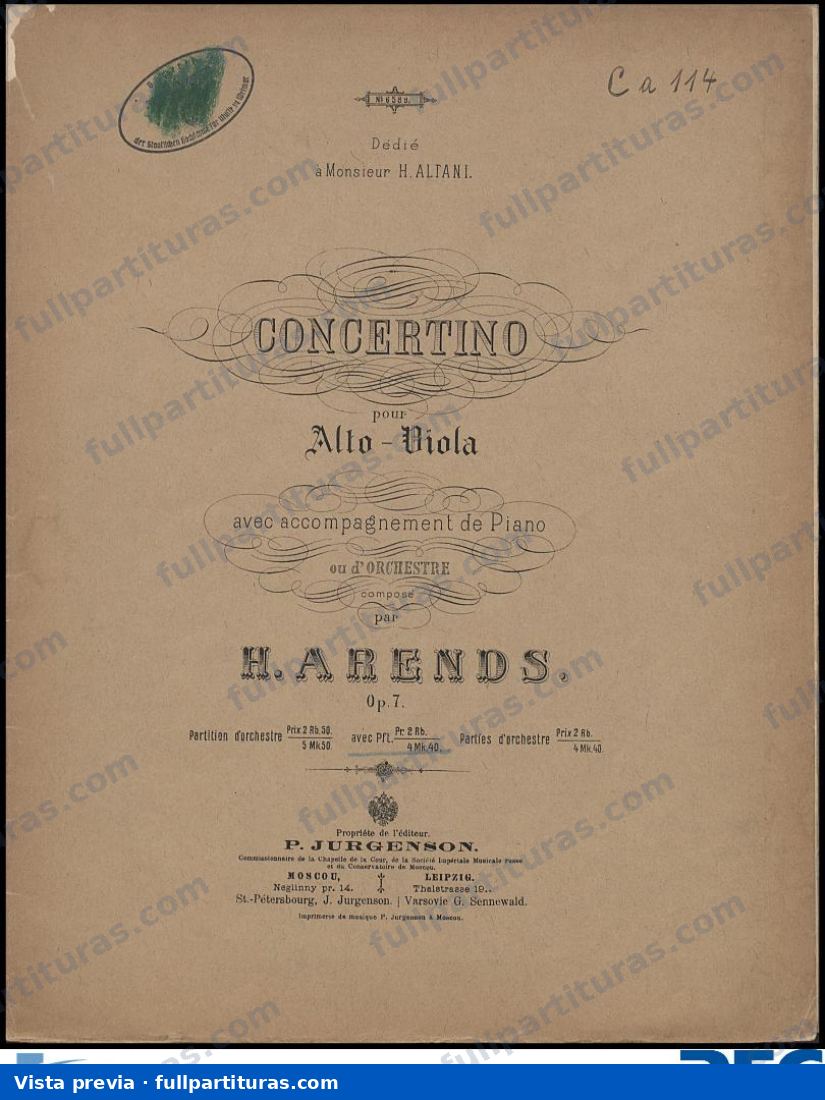 Arends: Parte de la viola — preview
