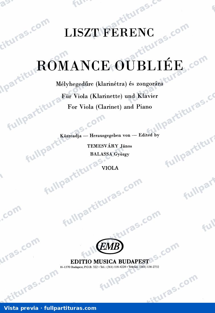 Romance oubliee para viola y piano — preview