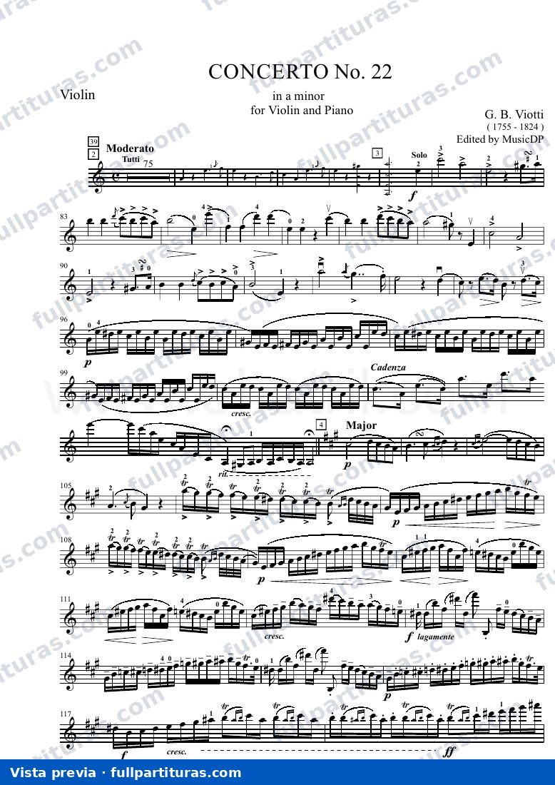 Concierto para Violín Nº 22: Parte del Violín — preview