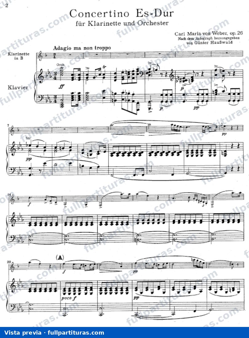 Concertino Op. 26 para clarinete — preview