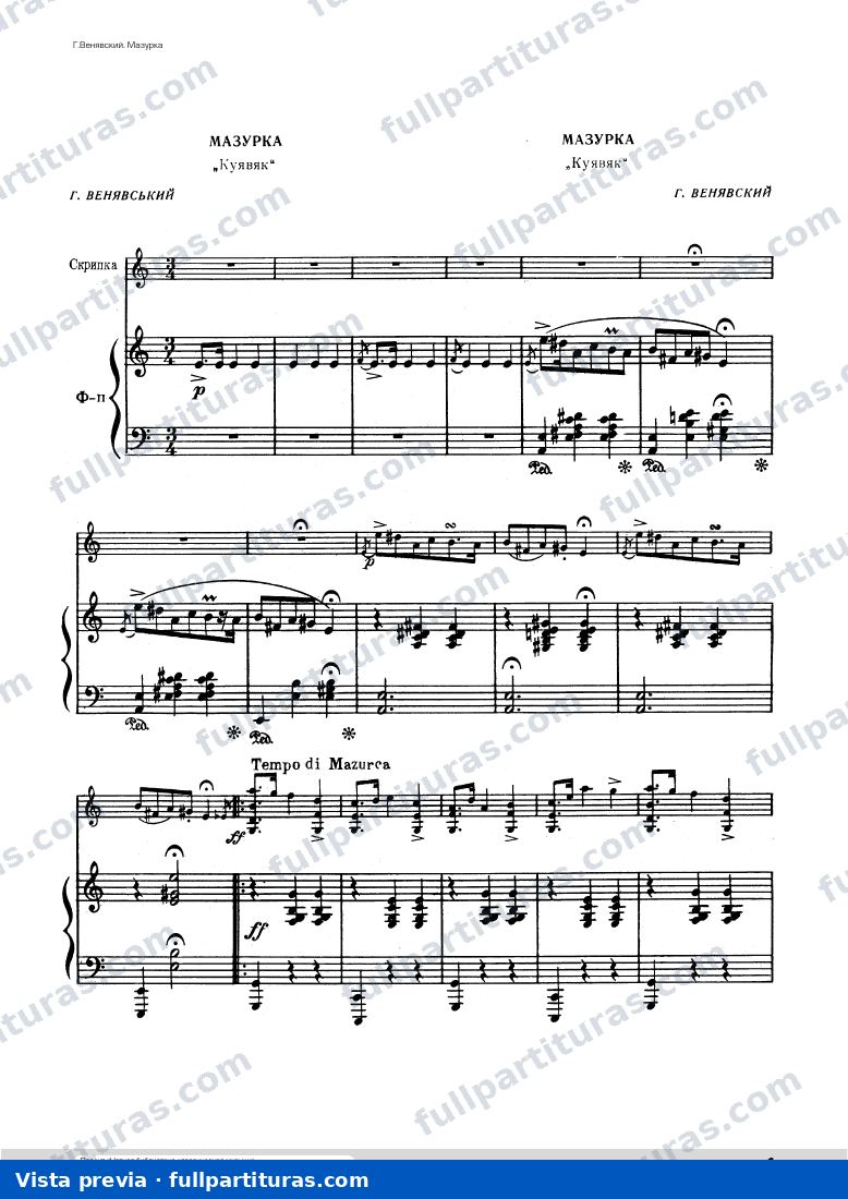 Mazurka Violín y Piano — vista previa
