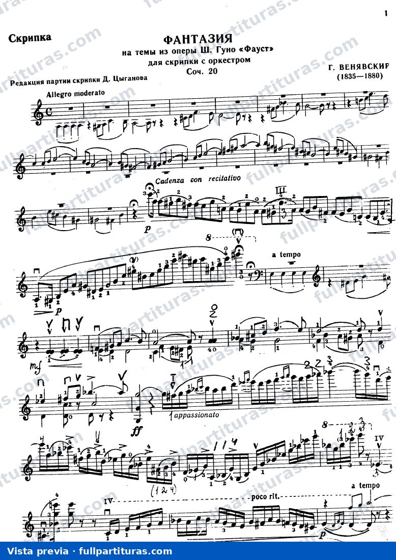 Fantasìa para Violin y Piano Op. 20 — preview