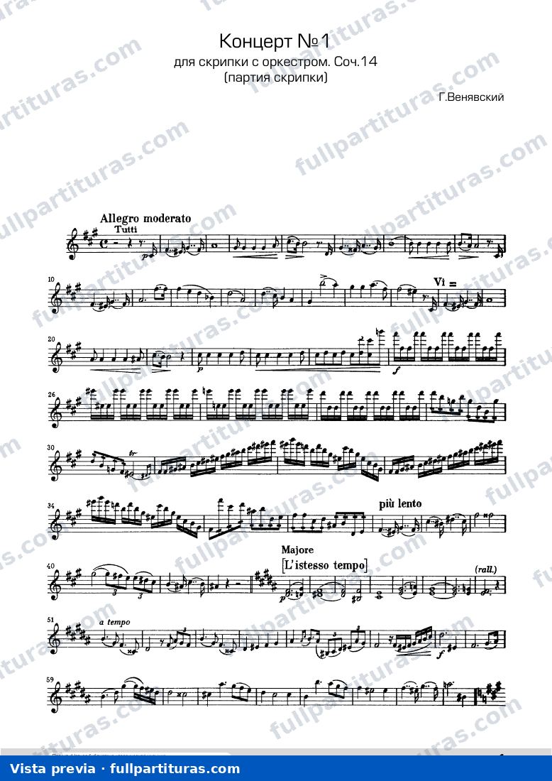 Concierto para Violín y Orquesta Nº 1 Op. 14 — preview