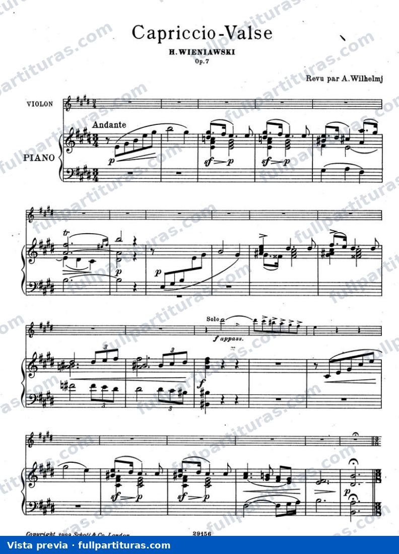 Capriccio Vals Op.7 para Violín y Piano — preview