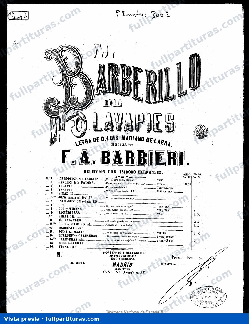 El Barberillo de Lavapies: Coro y canción del Camisón — preview