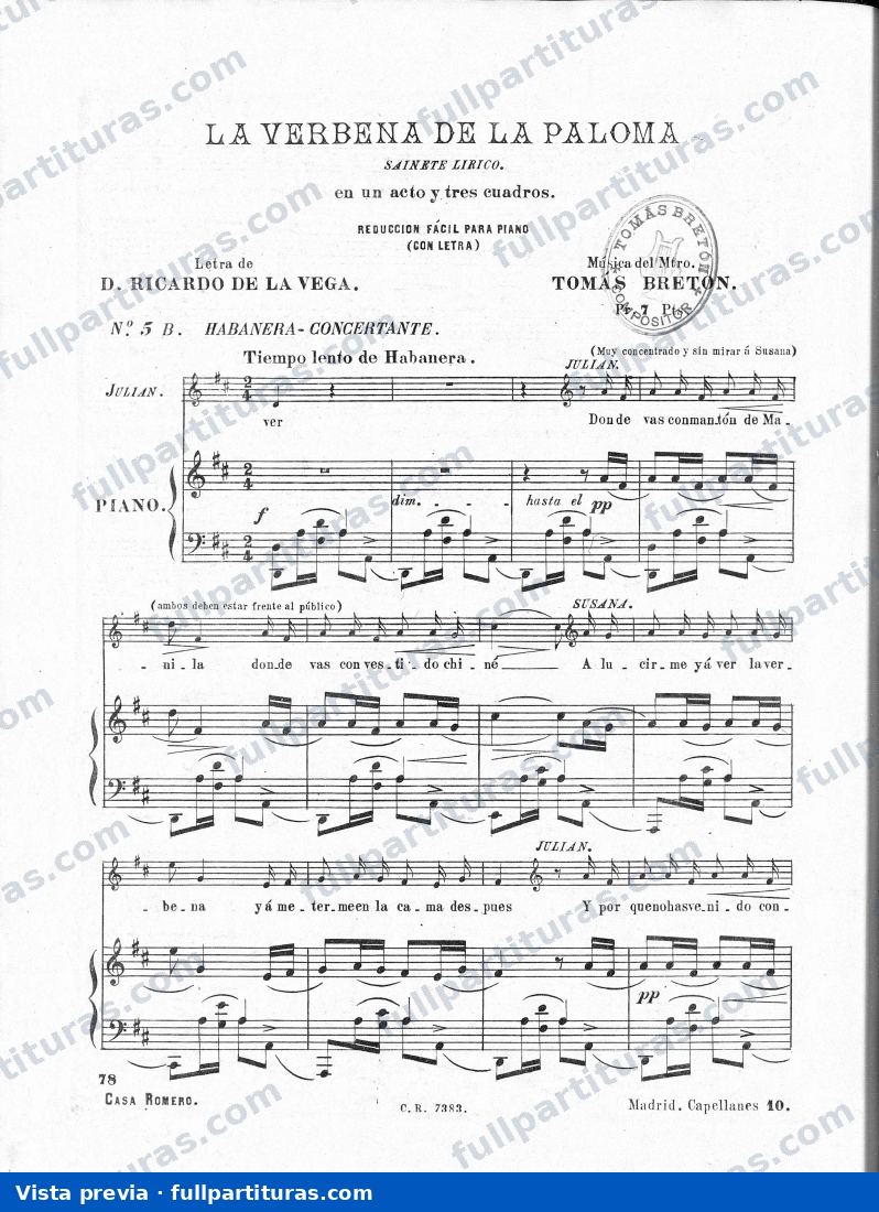 La Verbena de la Paloma: Habanera — preview
