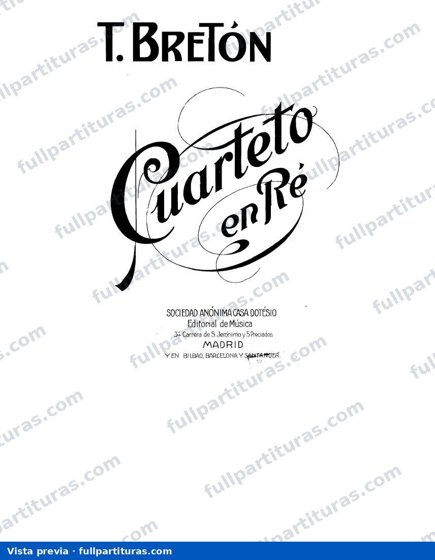 Otras obras: Cuarteto de cuerdas en Re mayor — preview