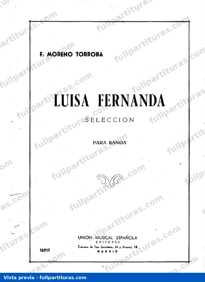 Moreno Torroba, Federico: Selección de Luisa Fernanda para canto y piano — preview
