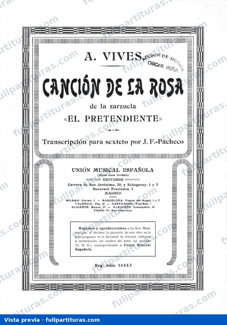 Vives, Amadeo: Canción de la rosa — preview