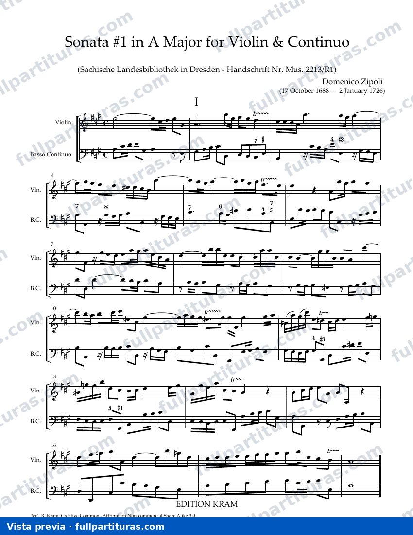 Violin Sonata in A major — preview