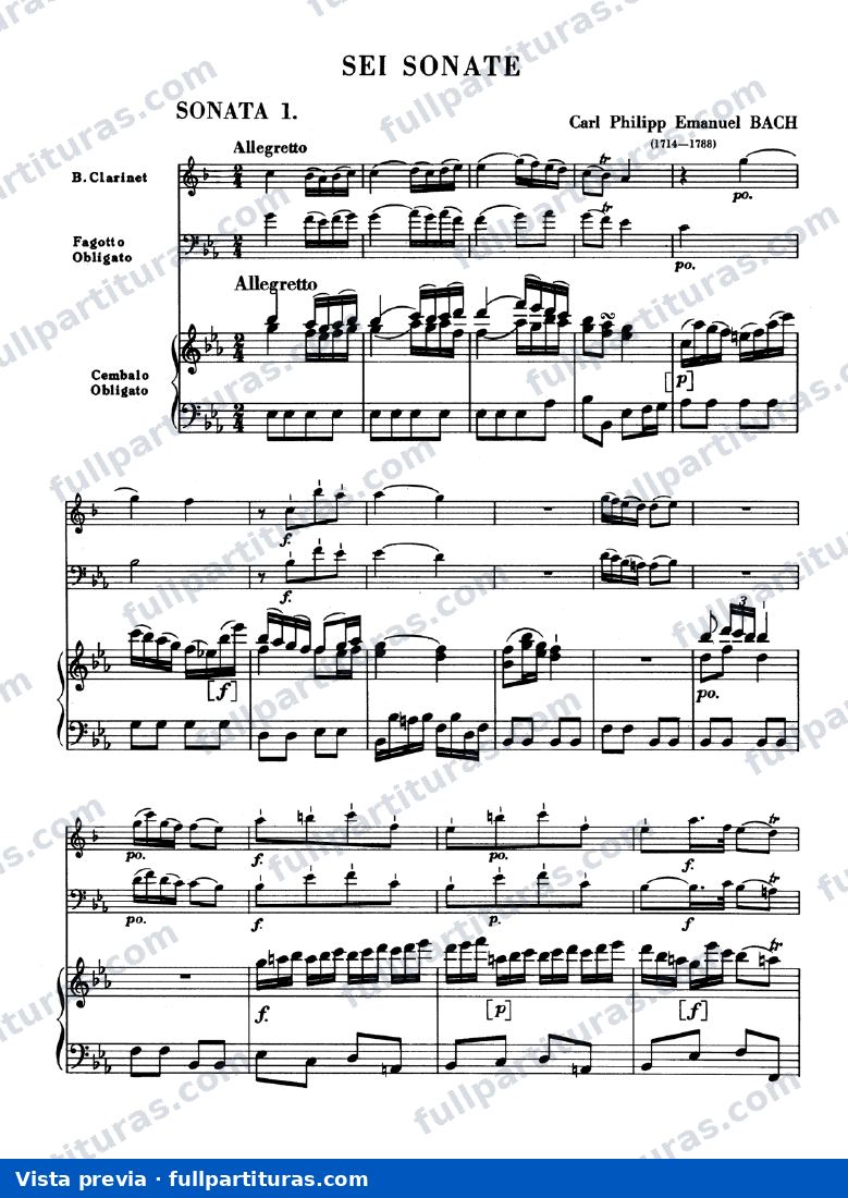 Seis Sonatas para Clarinete, Fagot, Cembalo — preview