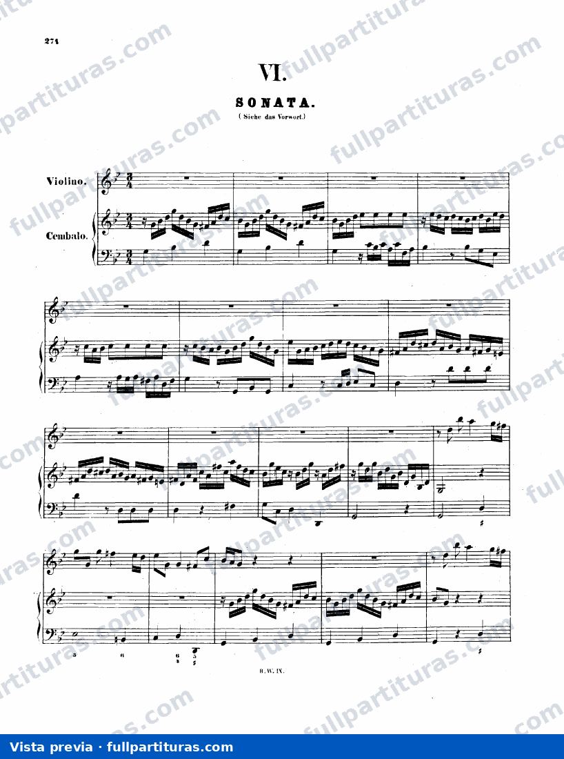 Sonata para violín y teclado H524.5 — vista previa