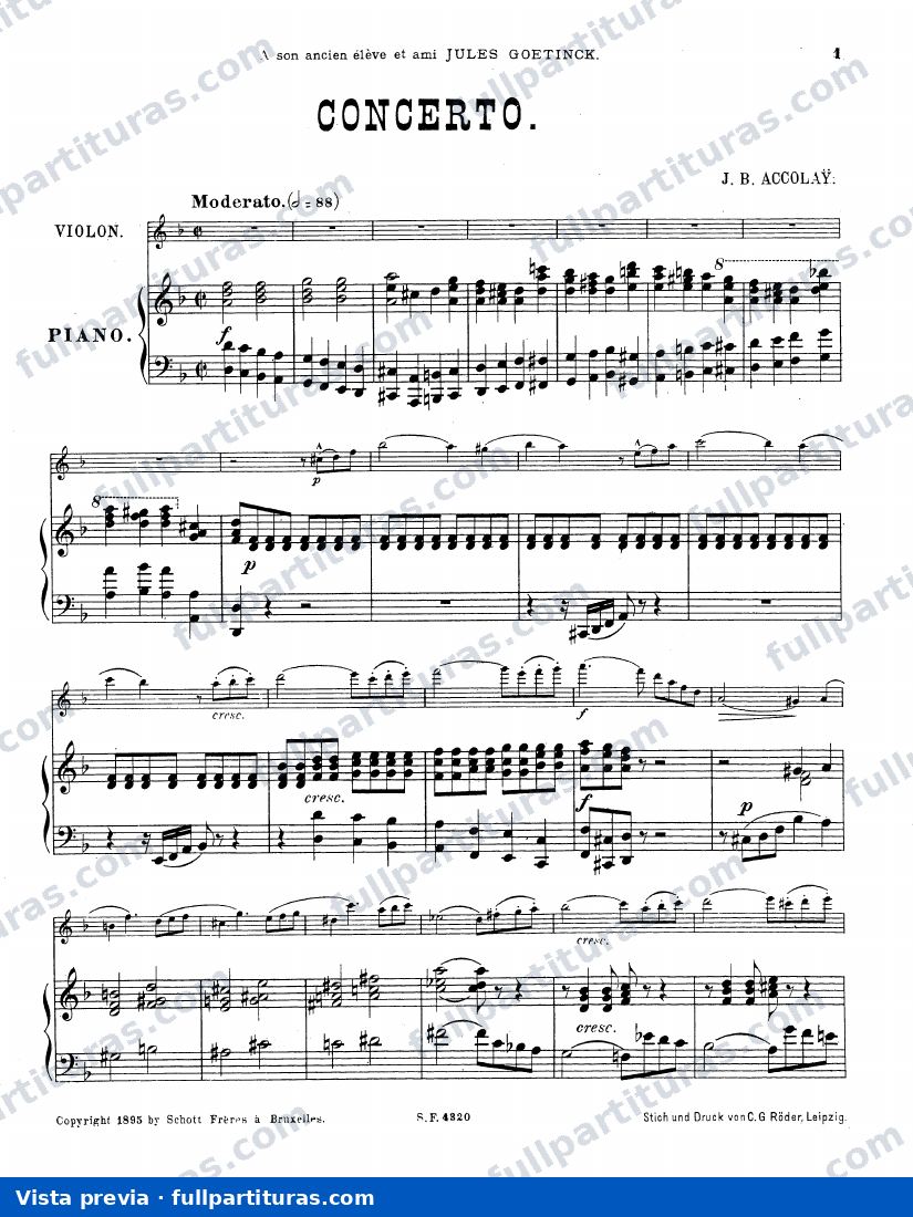 Accolay, Jean Batiste: Concierto para Violín Nº 2 — preview