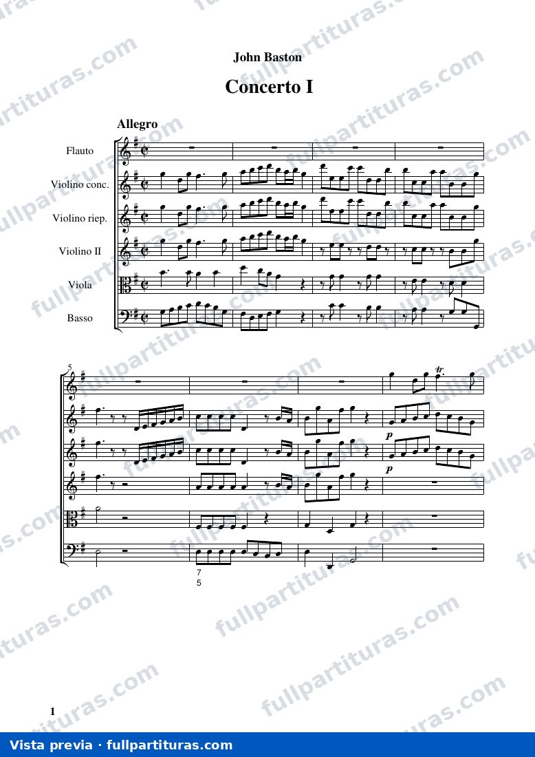Concerto for Recorder, Strings and Continuo in G major — preview