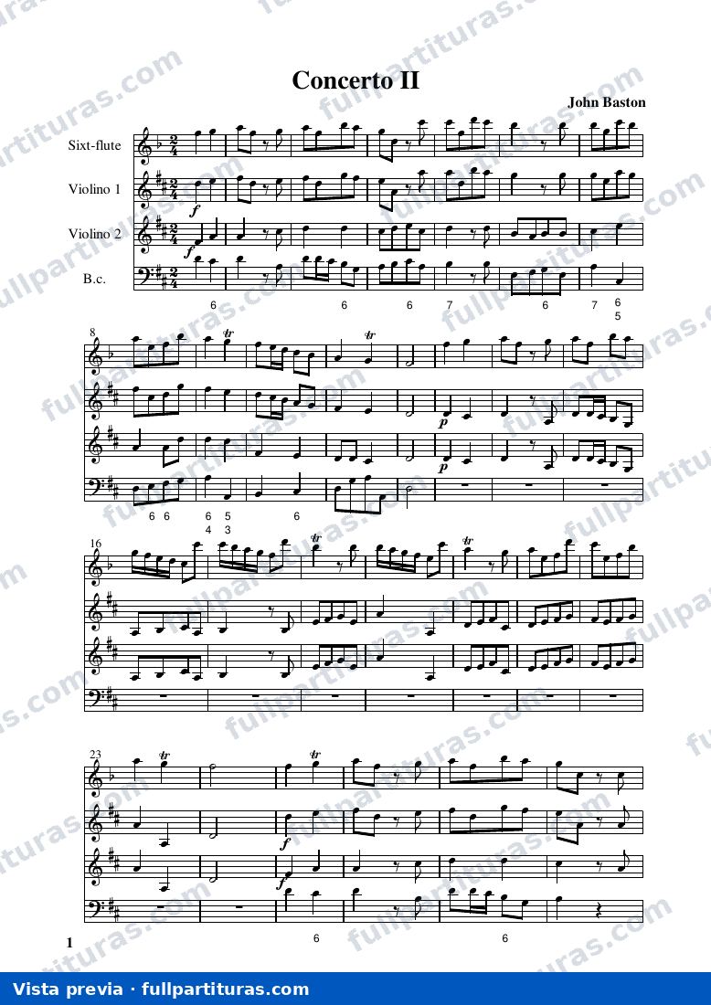 Concerto for Recorder, Strings and Continuo in D major — preview