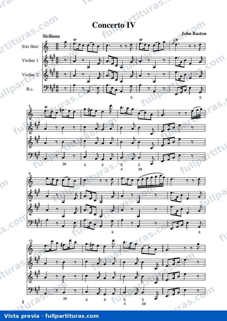 Concerto for Recorder, Strings and Continuo in A major — preview