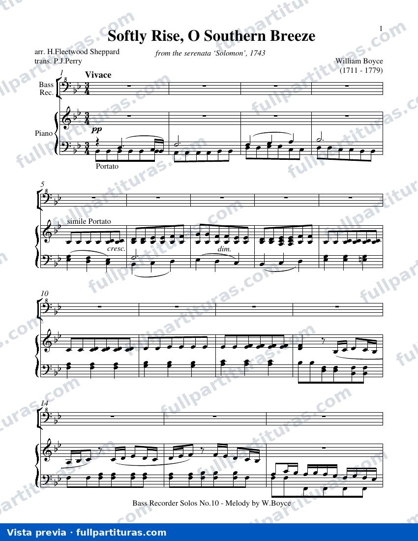 Softly rise, oh southern breeze (de Solomon) — preview