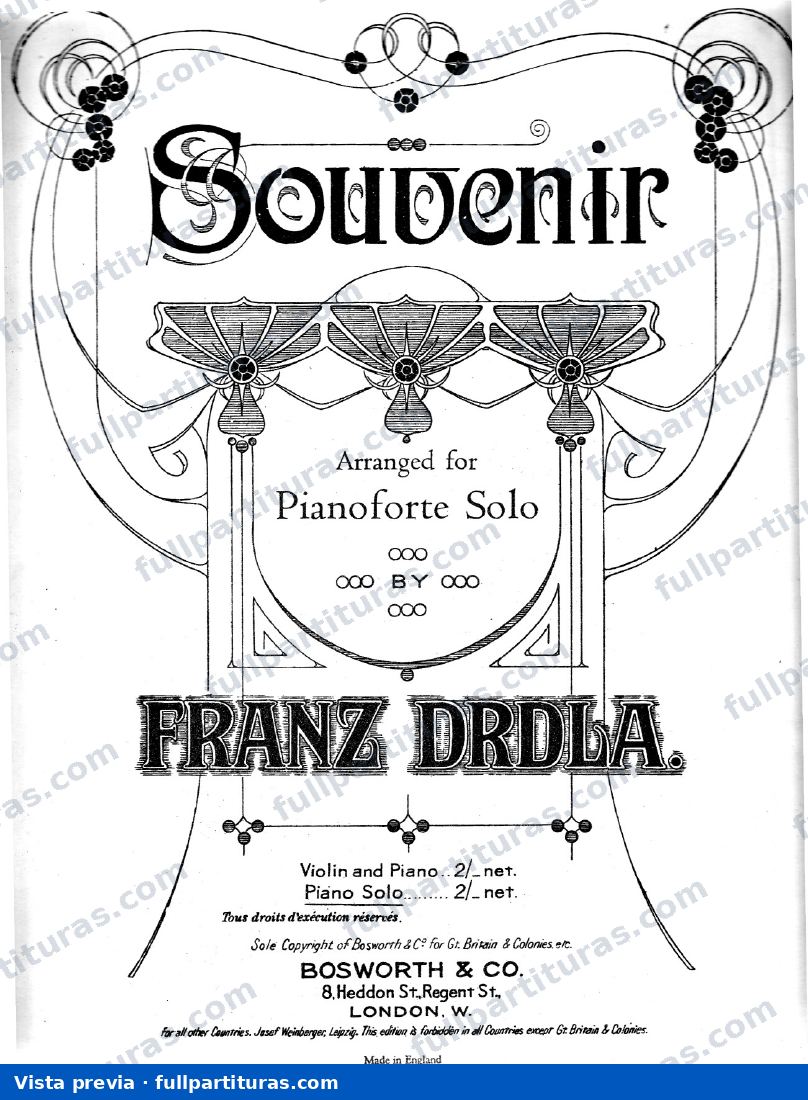 Souvenir para piano solo — preview