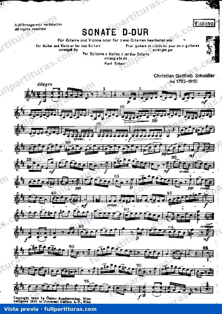 Sonata en D# para violín y guitarra — preview