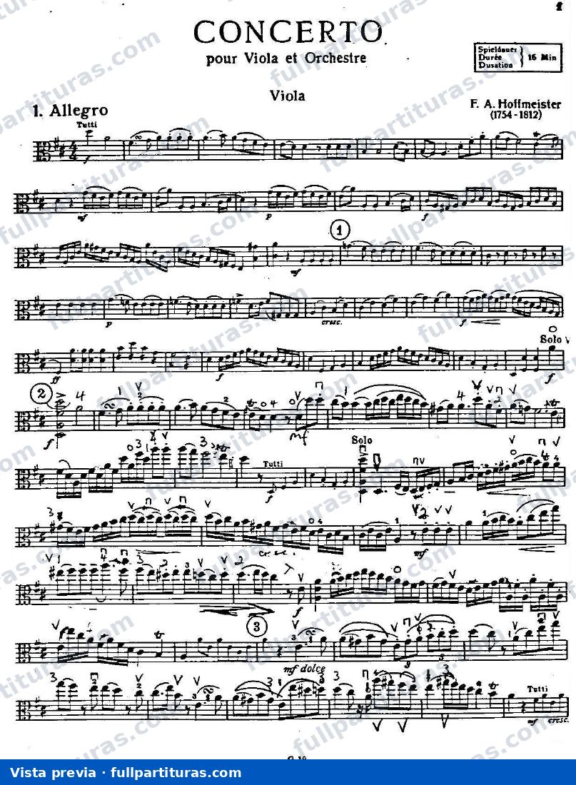 Hoffmeister, Franz Anton: Concierto para viola y orquesta — preview