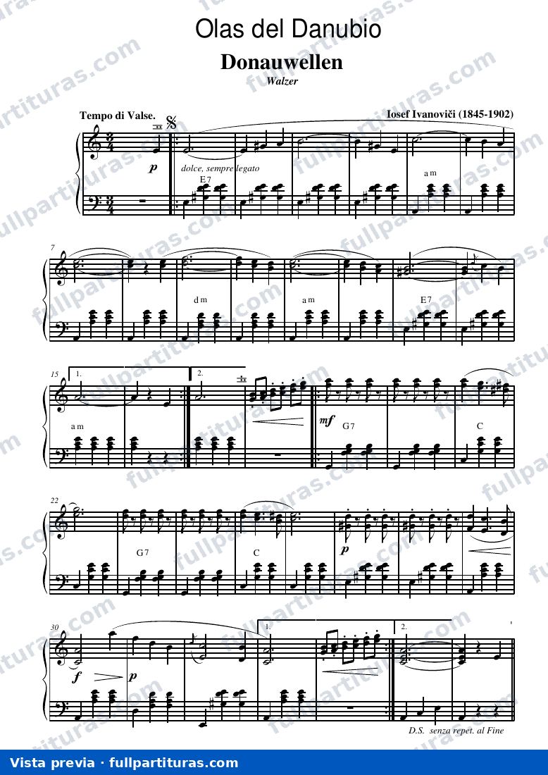 Ondas del Danubio (piano o acordeón) — preview