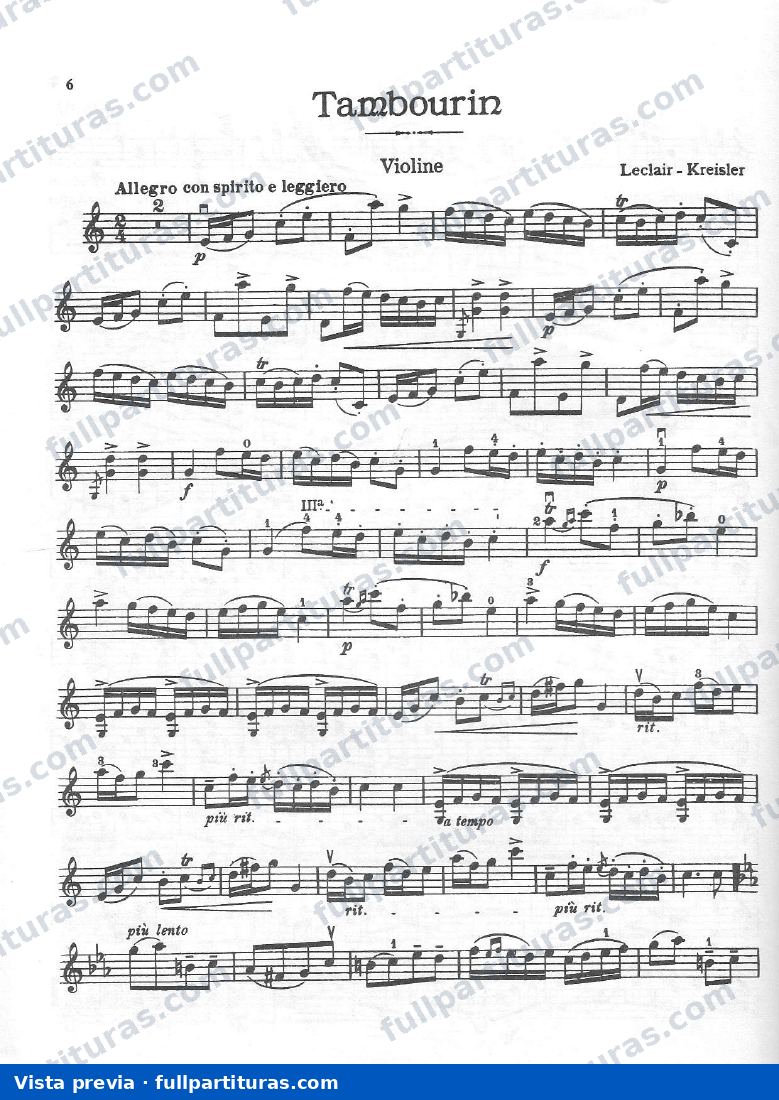 Tambourine - Arr. Kreisler — preview