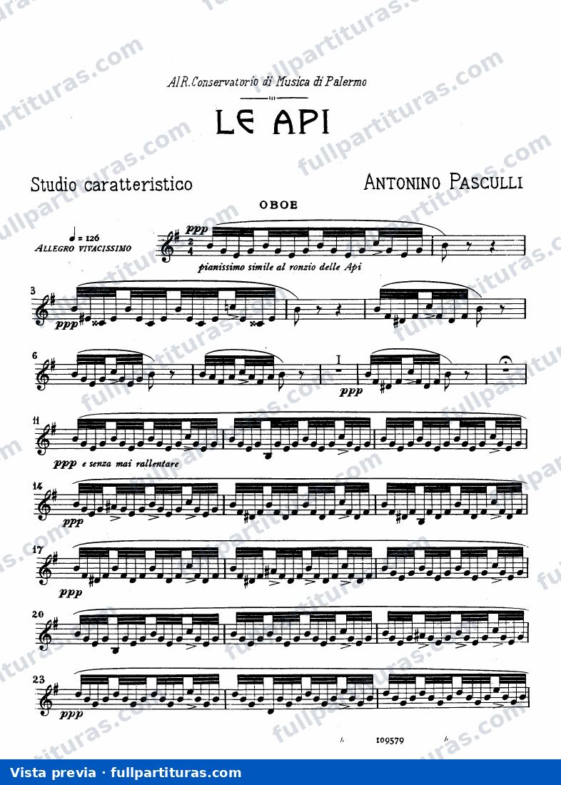 Paradis, Maria Theresia von: Le Api (Oboe y Piano) — preview