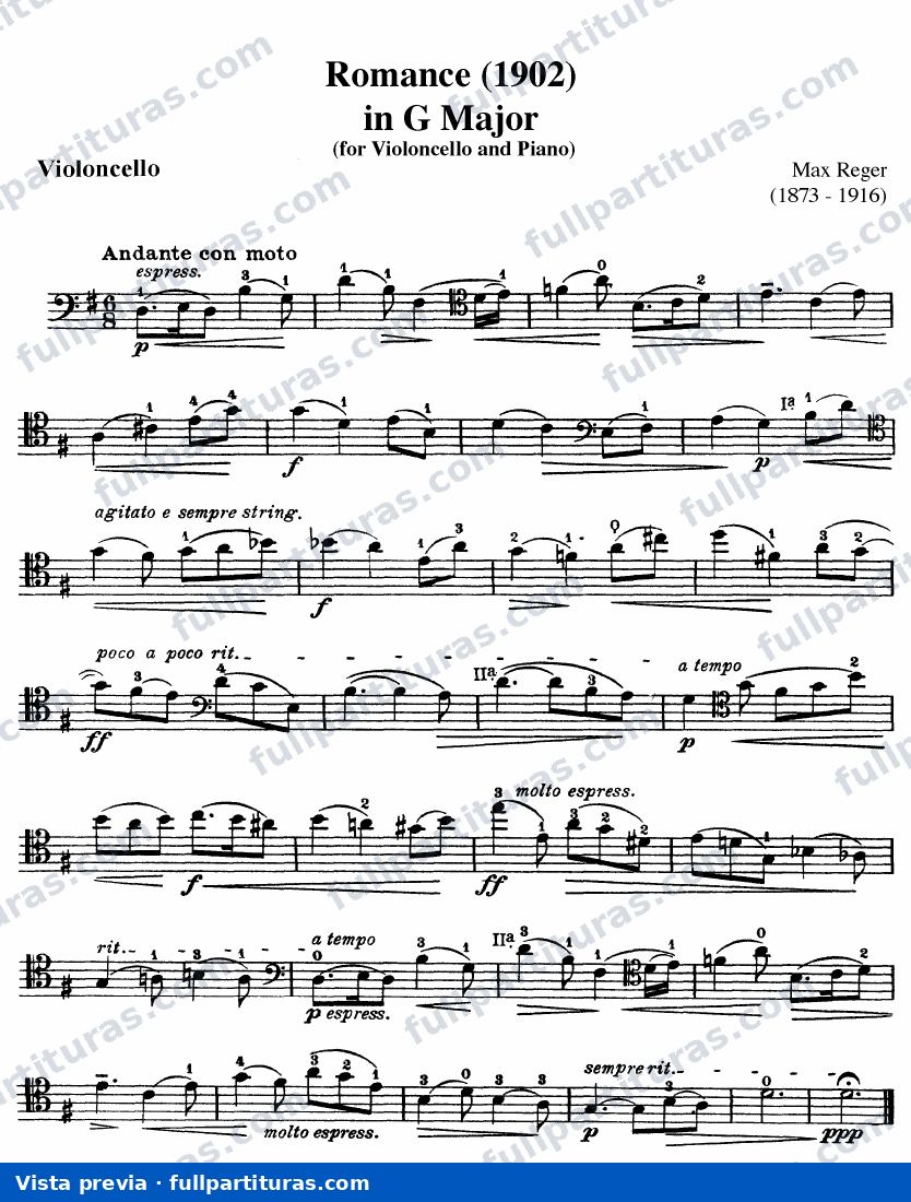 Romanza en G-Dur versión para violonchello y piano — preview